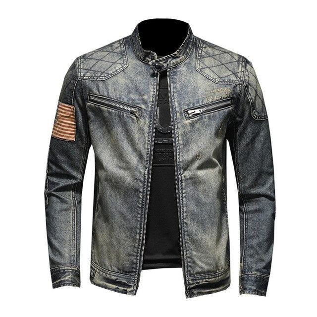 Herre Denim Jakker Amerikansk Stil Afslappet Jeansjakke Med Lynlås